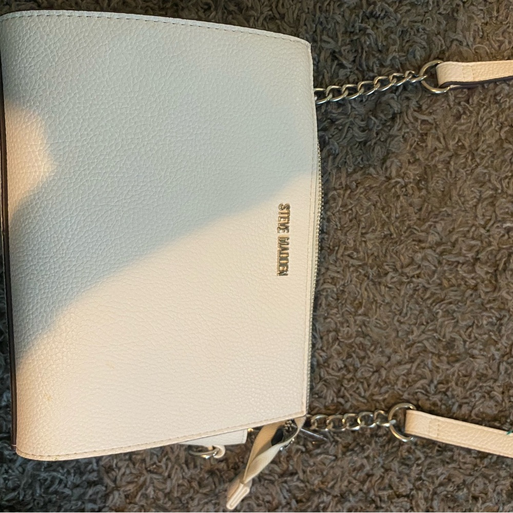 Steve Madden Cream Crossbody Bag with Chain Strap